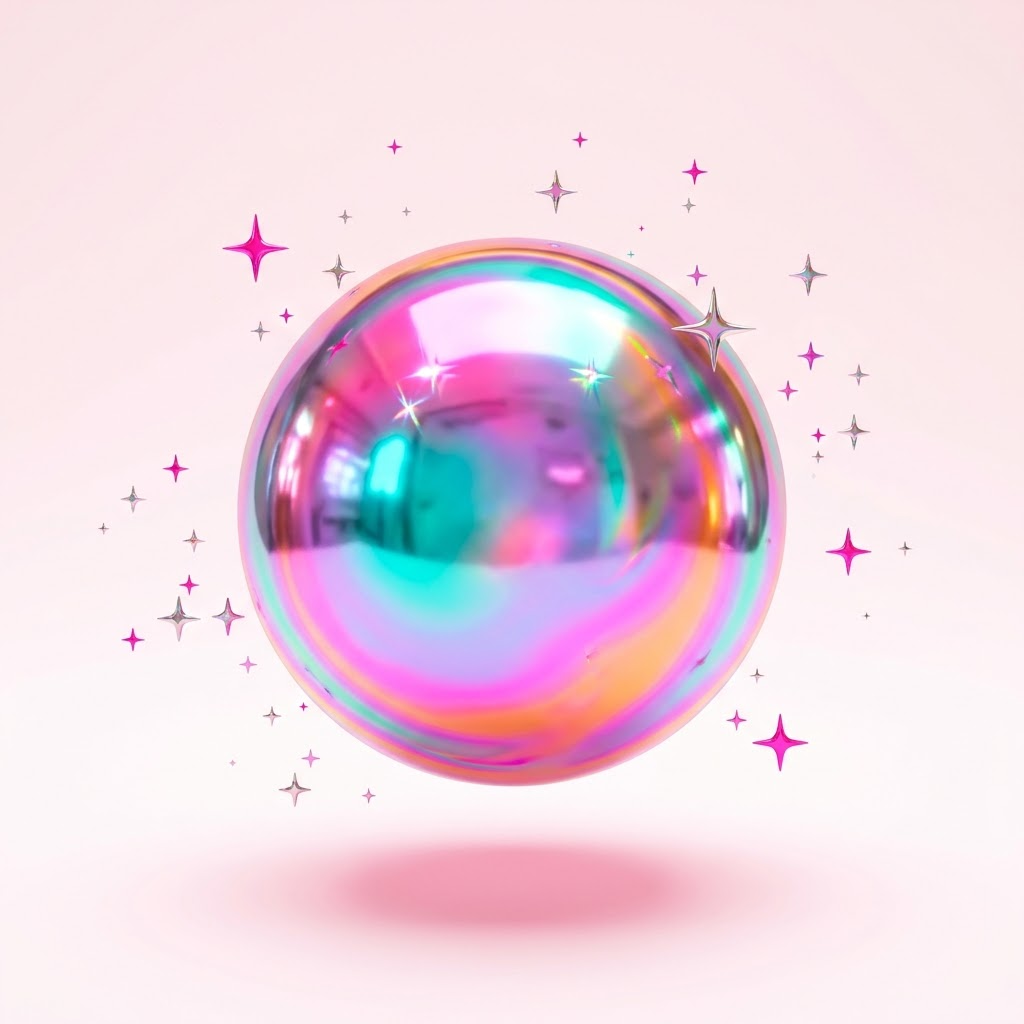 Chrome iridescent orb decoration